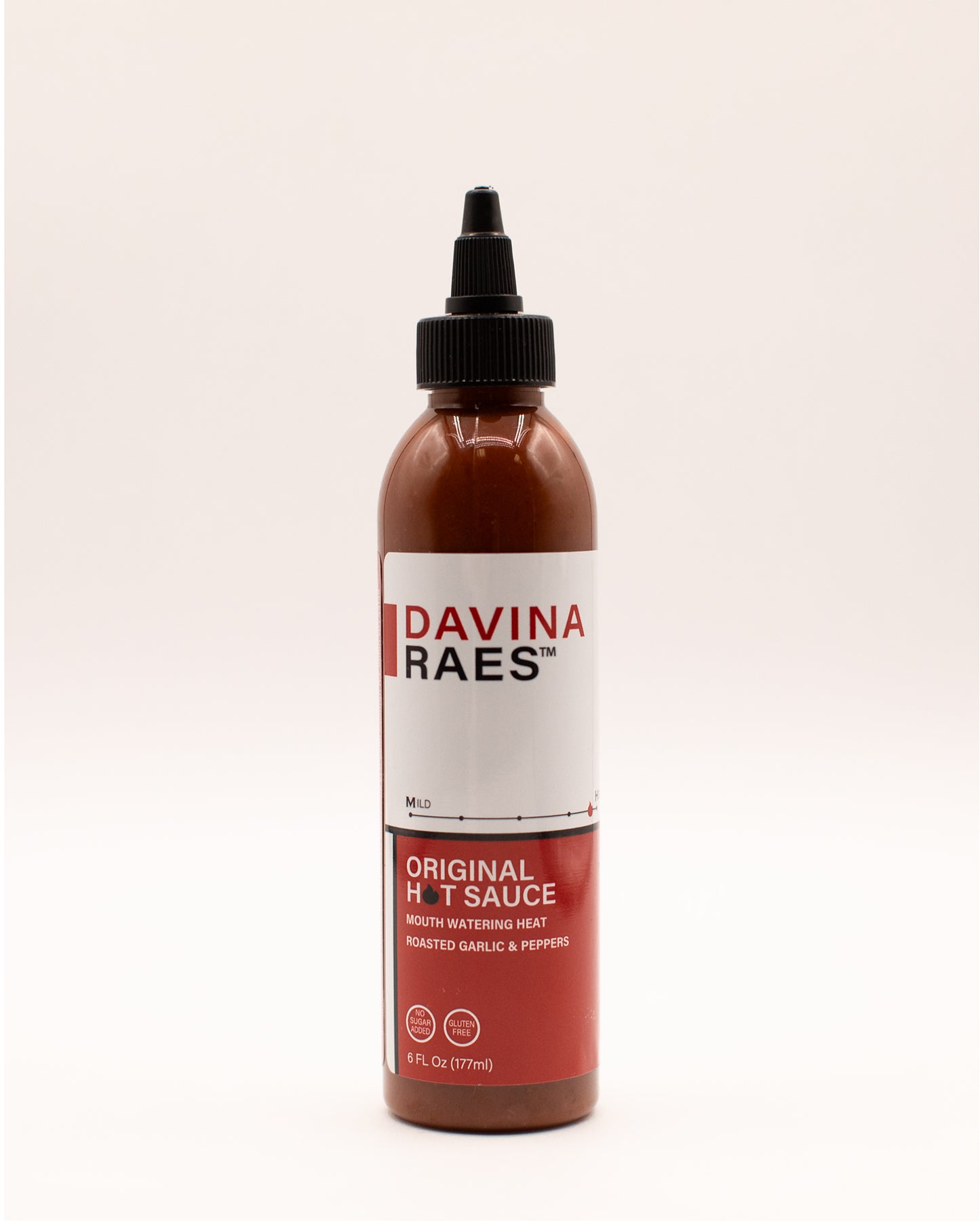 Bottle of Davina Raes Original Hot Sauce on a white background